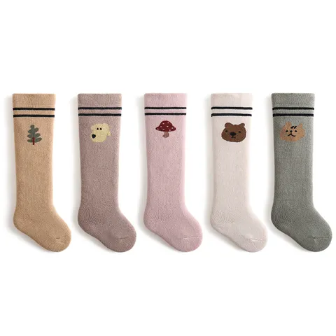 Neonato Infante Bambino Tubo Alto Calze di Cotone Simpatico Animale Cartoon Design Spugna Ispessita Calde Calze Invernali Per Bambini