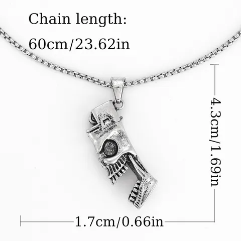 Men Punk Gothic Half Skull Bottle Opener Pendant Necklace Alloy Vintage Silver Tone Chain Personalized Jewelry Gift