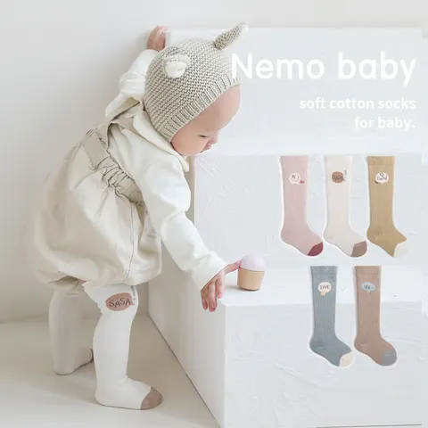 Newborn Baby Cotton High Tube Socks Cute Cartoon Infant Long Stocking Non-Slip Anti-Drop Toddler Fall Winter Socks