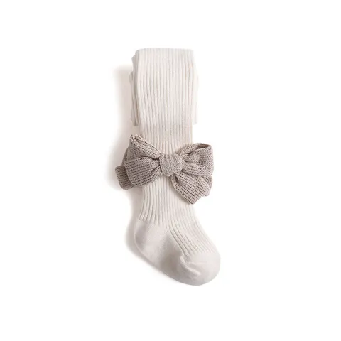 Ragazze Carino Fiocco Collant Costine Misto Cotone Morbido Autunno Inverno Principessa Neonato Collant