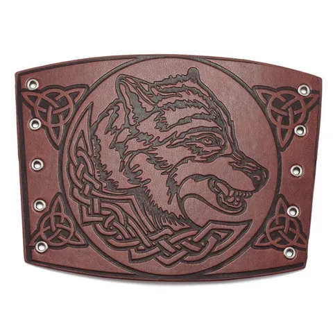 Retro PU Leather Wolf Head Bracers Viking Medieval Embossed Arm Guards Gothic Punk Lace-up Wristbands Costume Props Costume Accessories For Men