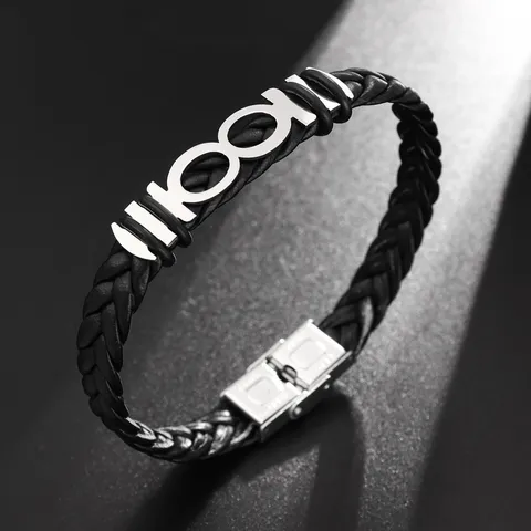 Men Braided Satin Strap Bracelet 316 Stainless Steel Geometric Geometric Charm Bracelet For Daily European Style Gift Jewelry