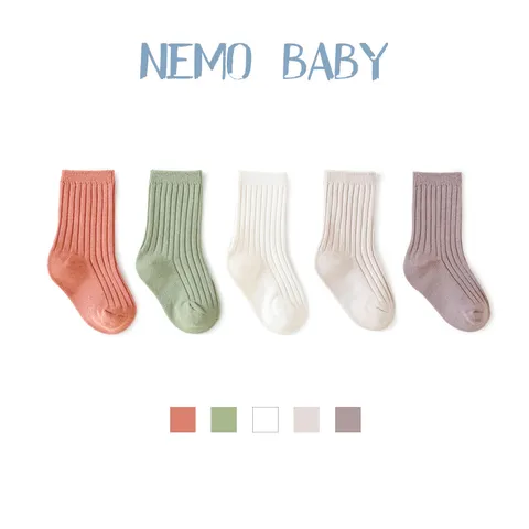 Baby Cotton Crew Socks Newborn Infant Toddler Socks Soft Ribbed Breathable Daily Casual Kids Socks Multi-Color Set