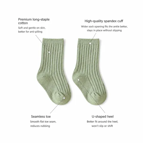 Baby Cotton Crew Socks Newborn Infant Toddler Socks Soft Ribbed Breathable Daily Casual Kids Socks Multi-Color Set