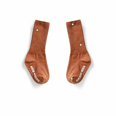 Kinder Herbst Einfarbig Doppelnadel Rutschfeste Hohe Socken Baby Gestapelte Baumwollsocken