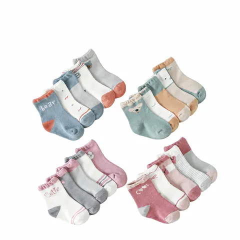 Kinderen Cartoon Jacquard Halverwege de Kuit Sokken Gekamd Katoen Schattig Dierenpatroon Sokken Voor Baby's