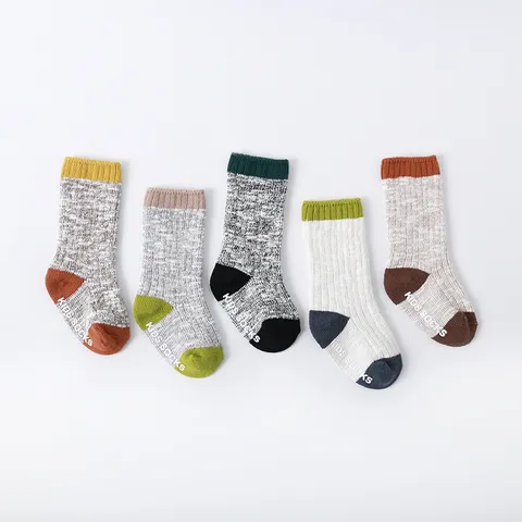 Pasgeboren Zuigeling Baby Antislip Vloersokken Verdikte Grof Gebreide Middelste Buis Sokken Meerkleurig Winter Warme Peuter Sokken