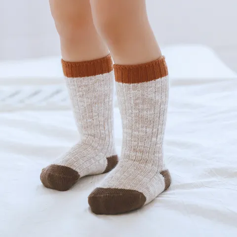 Pasgeboren Zuigeling Baby Antislip Vloersokken Verdikte Grof Gebreide Middelste Buis Sokken Meerkleurig Winter Warme Peuter Sokken