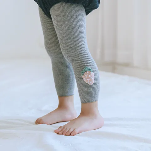 Collants pour Bébé Fille Printemps Automne Coton Peigné Leggings Mignon Broderie de Fruits Vêtements pour Enfants