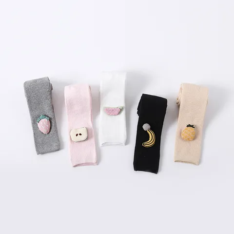 Collants pour Bébé Fille Printemps Automne Coton Peigné Leggings Mignon Broderie de Fruits Vêtements pour Enfants