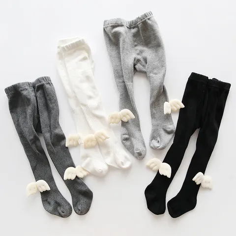 Baby Girls Combed Cotton Pantyhose Cute Angel Wings Bowknot Tights Infant Toddler Spring Autumn Winter Leggings Socks