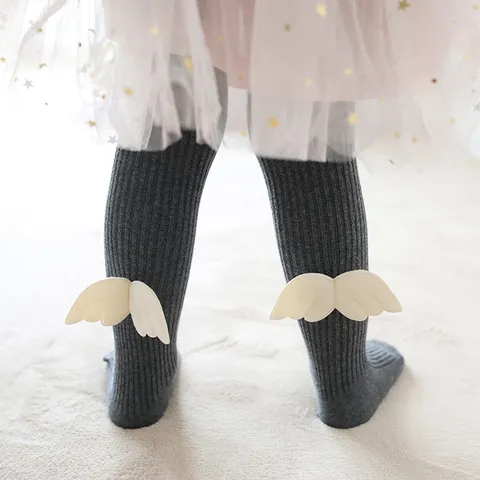 Baby Girls Combed Cotton Pantyhose Cute Angel Wings Bowknot Tights Infant Toddler Spring Autumn Winter Leggings Socks