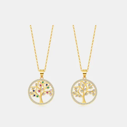 Ciondolo Albero della Vita Argento Sterling 925 Solo Senza Catena Per Donna Zirconia Traforato Tondo Gioielli da Collo