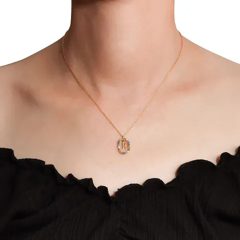 925 Sterlingsilber Buchstaben Anhänger Ohne Kette Bunte Zirkonia Ovaler Initial Anhänger Für Damen Schmuck