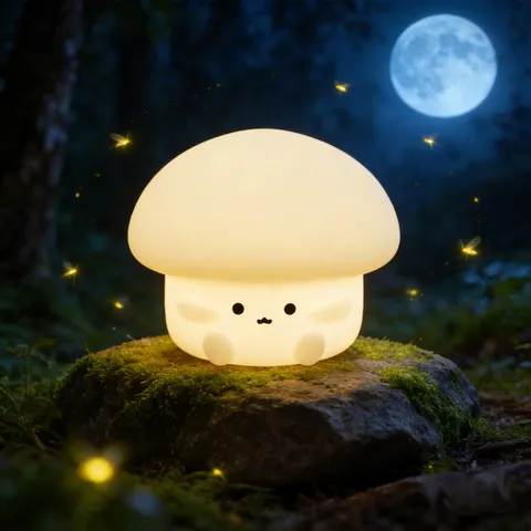 Silicone Mushroom Night Light Rechargeable Tap Control LED Bedside Lamp Cute Bedroom Ambient Light Creative Desktop Ornament