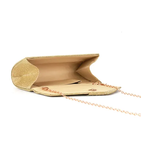 Sac de Soirée Pailleté pour Femmes Pochette Enveloppe Plissée avec Bandoulière en Chaîne Métallique Sac à Main de Fête de Mariage Brillant