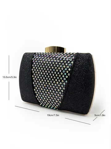 Sac de Soirée Pailleté pour Femmes Pochette en Strass Sac Bandoulière Épaule Verrou Métallique Mode Sac de Banquet