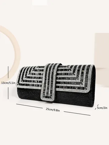 Sac de Soirée Pailleté en Strass pour Femmes Pochette en Cristal Brillant à Mode Sac Bandoulière de Fête de Mariage de Luxe