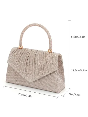 Sac de Soirée pour Femmes Paillettes Plissé Pochette Élégant Mariage Fête Sac à Main Poignée Métallique Sac Bandoulière