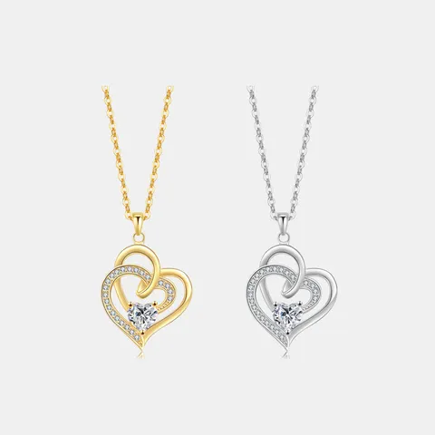 Ciondolo Solo Senza Catena in Argento Sterling 925 a Doppio Cuore Orecchini Intrecciati di Lusso con Strass Regalo Gioielli da Donna