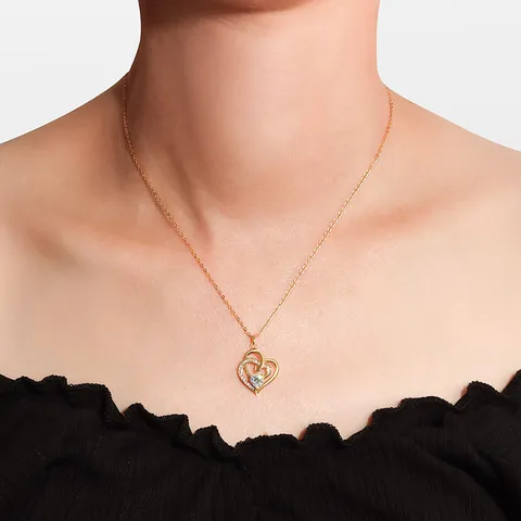 Ciondolo Solo Senza Catena in Argento Sterling 925 a Doppio Cuore Orecchini Intrecciati di Lusso con Strass Regalo Gioielli da Donna