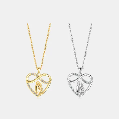 Ciondolo in Argento Sterling 925 Cuore Infinito Madre Figlia Solo Senza Catena Gioielli con Strass Regalo per Donna