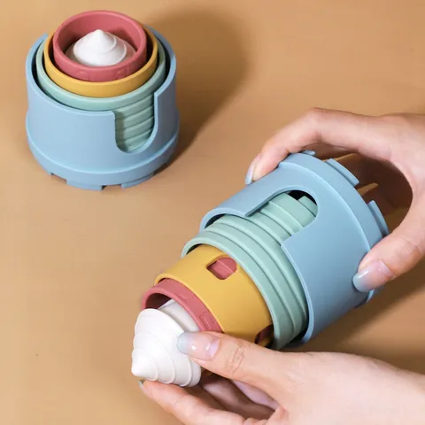 Baby Pädagogisches Silikon Stapelspielzeug Schloss Nesting Blöcke Zahl Alphabet Frühaufklärung Sensorisches Spielzeug Für Kleinkinder