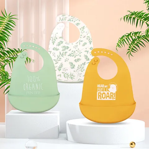 Baby Silicone Bib Waterproof Food Grade Infant Feeding Bibs Cute Cartoon Animal Design Toddler Eating Apron