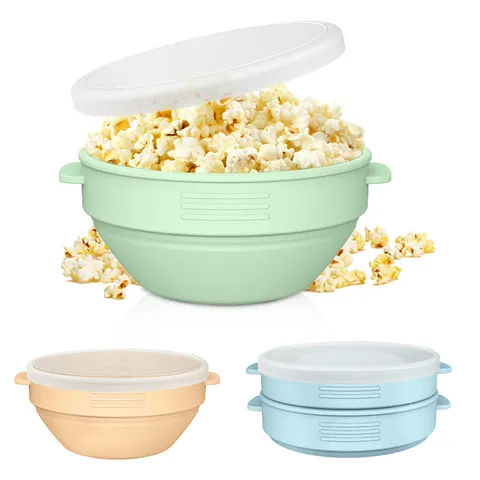Faltbare Silikon Mikrowelle Popcorn Schüssel Eimer Mit Deckel Und Griffen Küche Kochwerkzeug Für Zuhause