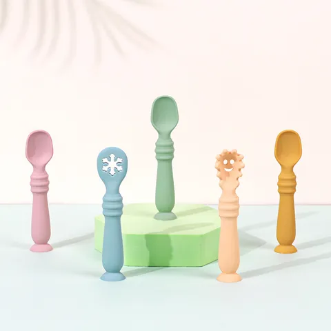 Baby Silikon Trainingslöffel Kleinkind Lernen Zu Essen Löffel Kinder Sichere Biegung Fütterung Geschirr