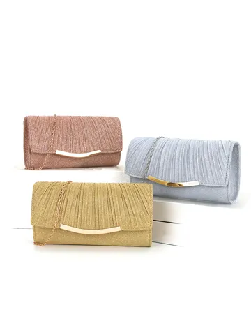 Sac de Soirée Plissé pour Femmes Pochette Métallique Sac à Main Brillant Plis Fête de Mariage Avec Bandoulière Chaîne