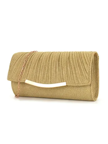 Sac de Soirée Plissé pour Femmes Pochette Métallique Sac à Main Brillant Plis Fête de Mariage Avec Bandoulière Chaîne
