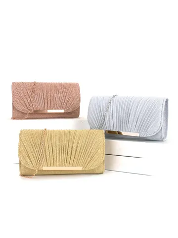 Sac Clutch Plissé Pailleté pour Femmes Sac de Soirée Enveloppe avec Bandoulière Chaîne pour Mariage Fête