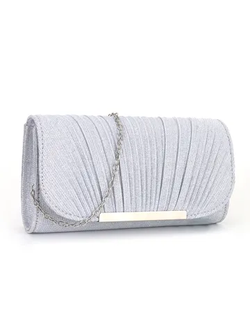 Sac Clutch Plissé Pailleté pour Femmes Sac de Soirée Enveloppe avec Bandoulière Chaîne pour Mariage Fête