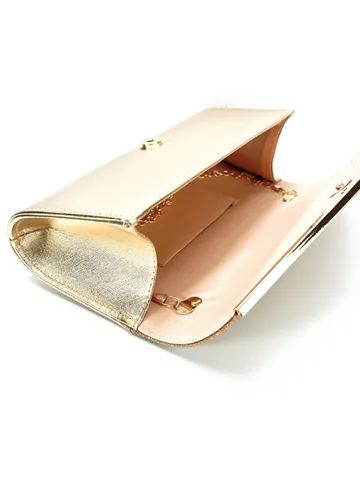 Femme Mode Cuir PU Sac de Soirée Paillettes Pochette Forme V Décor Métallique Sac Bandoulière Épaule Pour Fête