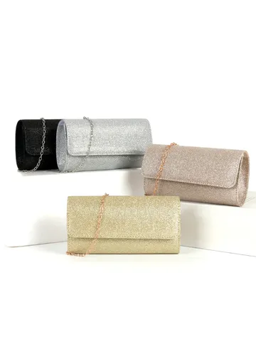 Sac de Soirée Pailleté pour Femmes Pochette à Paillettes Chaîne Métallique Sac Bandoulière pour Fête de Mariage