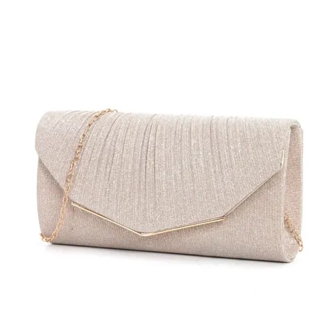 Sac de Soirée pour Femmes Paillettes Plissé Pochette Sac à Main Mode Élégante Fête Bandoulière Polyester Dames Mariage Bourse