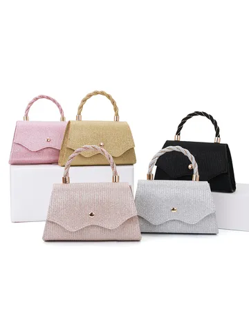 Sac de Soirée Paillettes Mode pour Femmes Sac à Main Paillettes Mariage Fête Sac Bandoulière Poignée Métal Pochette
