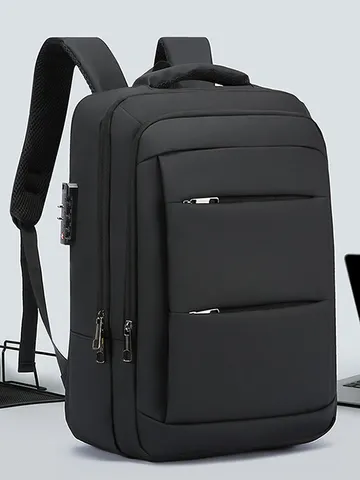 Zaino da Lavoro da Uomo in Tessuto Oxford Grande Capacità Borsa da Viaggio Antifurto Serratura a Combinazione Zaino per Laptop Borsa da Pendolare