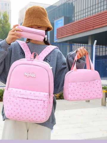 Γυναικείο Student Casual Nylon Backpack Set Three-Piece Waterproof School Bag Youth Campus Fashion Travel Daypack