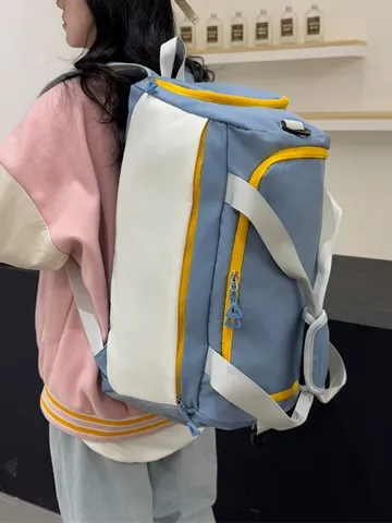 Grand Sac à Dos de Voyage en Tissu Oxford Imperméable Sac de Sport et de Fitness avec Compartiment à Chaussures Séparation Humide et Sec