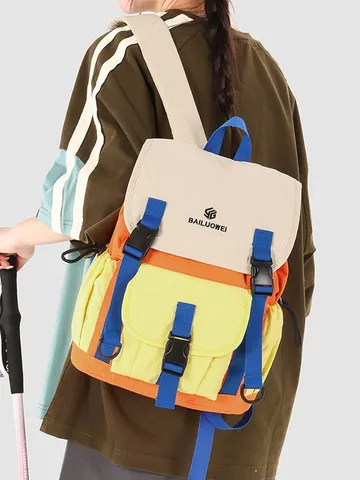 Unisex Casual Nylon Color-Blocking Large Capacity Travel Hiking Backpack School Computer Bag for Youth
