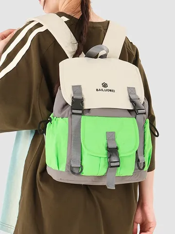 Unisex Casual Nylon Color-Blocking Large Capacity Travel Hiking Backpack School Computer Bag for Youth