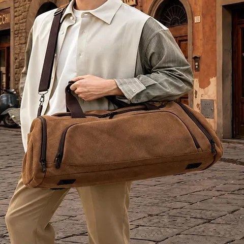 Sac de Voyage Grande Capacité pour Hommes Sac de Sport en Toile Imperméable Multifonctionnel Bagages Extérieurs Sac à Main Fitness