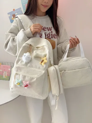 Collezione Zaino in Velluto a Coste Borsa Pranzo Astuccio Scuola College Zaino Computer Borsa Laptop Zaino Viaggio Casual per Adolescenti