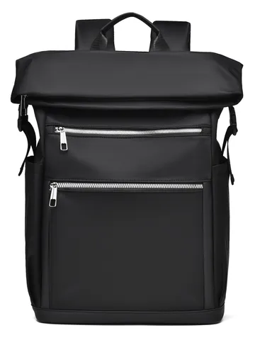 Men Casual Oxford Cloth Roll Top Backpack Large Capacity Business Travel Laptop School Bag Water Resistant