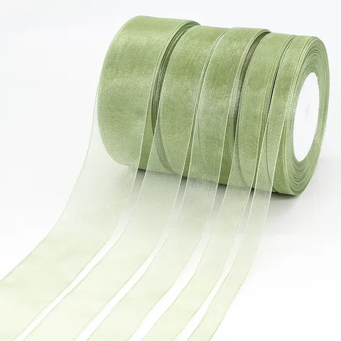 Cinta de Chifón Verde Salvia Rollo de Cinta de Organza Transparente Para Envolver Regalos Embalaje de Flores Decoración de Artesanía de Fiesta de Bodas