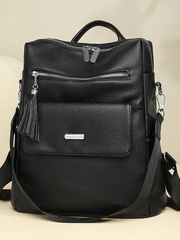 Damen Casual Rucksack aus PU-Leder Mode Große Kapazität Multifunktionale Schultertasche Umhängetasche Für Reise Alltag