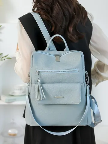 Damen Casual Rucksack aus PU-Leder Mode Große Kapazität Multifunktionale Schultertasche Umhängetasche Für Reise Alltag