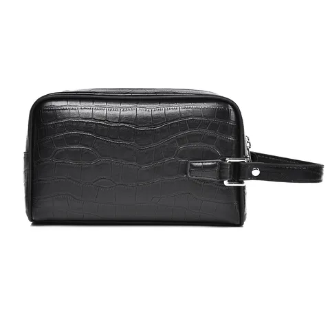Herren Business Krokodil Textur PU Leder Clutch Tasche Doppelreißverschluss Große Kapazität Pendeln Handtasche Mode Einfarbig Brieftasche